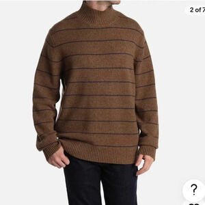 Vince. Men s Stripe Mock Neck Wool Blend Sweater MSRP $295 Size XXL